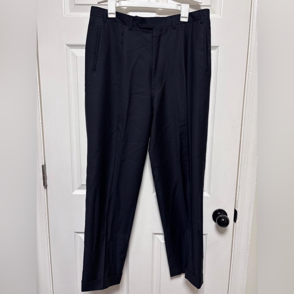 Canali Men’s Dress Black Wool Pleated Pants Size 36x30”